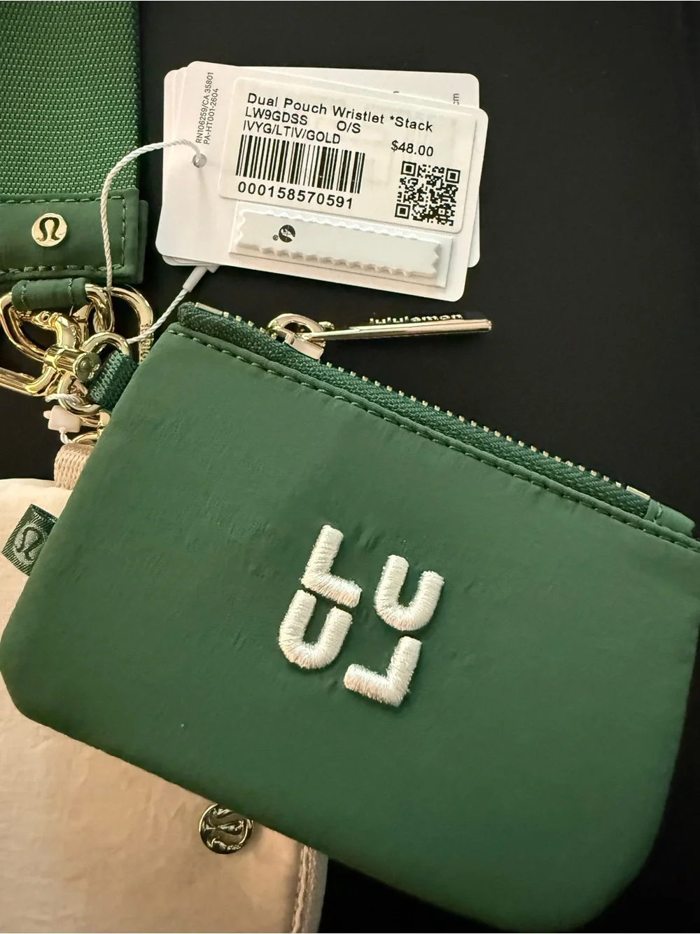 Lululemon Athletica NWT Dual Pouch Wristlet Stack w/Gold